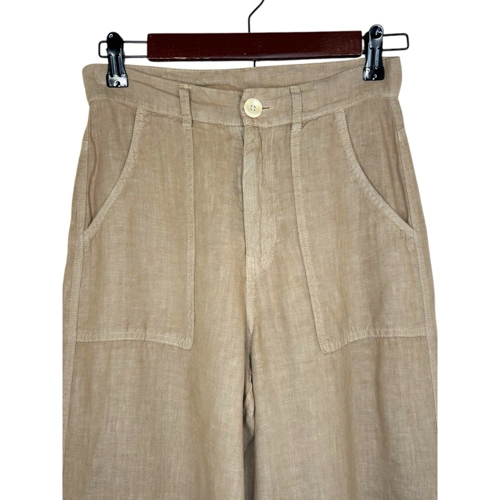 Enza Costa 100% French Linen High Waist Wide Leg Pant Trousers 1 Women's Small - Picture 4 of 14
